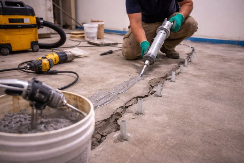 Cracked Basement Floor Repair in Dalton, GA