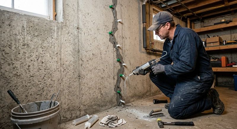 Cracked Basement Floor Repair in Dalton, GA